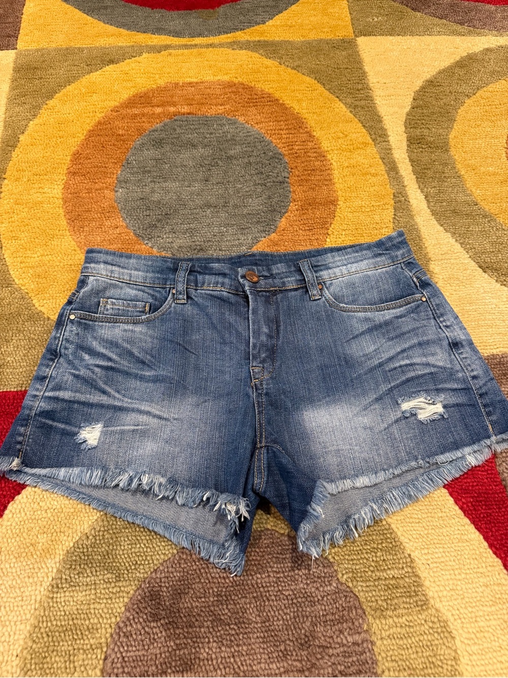 Blank NYC Denim Jean Shorts Low Rise Distressed Frayed Cotton Size 28 Waist